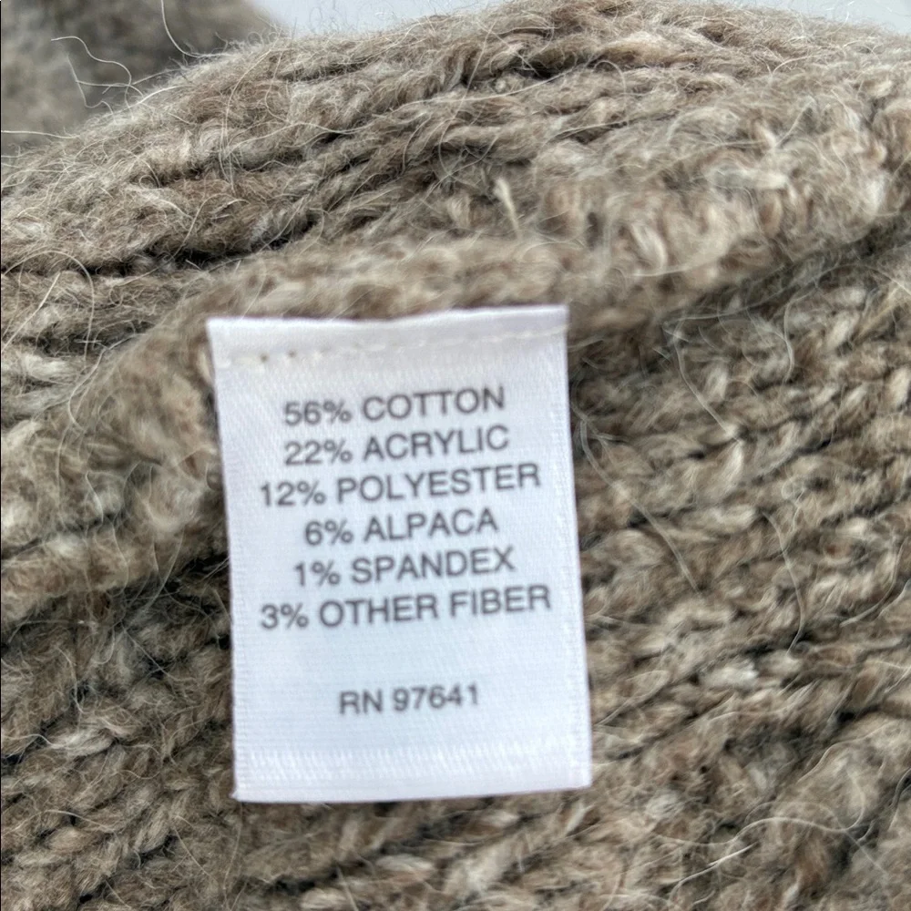 J. Jill Cozy Brown Open Front Pin Closure Cardigan Alpaca Blend Large Petite